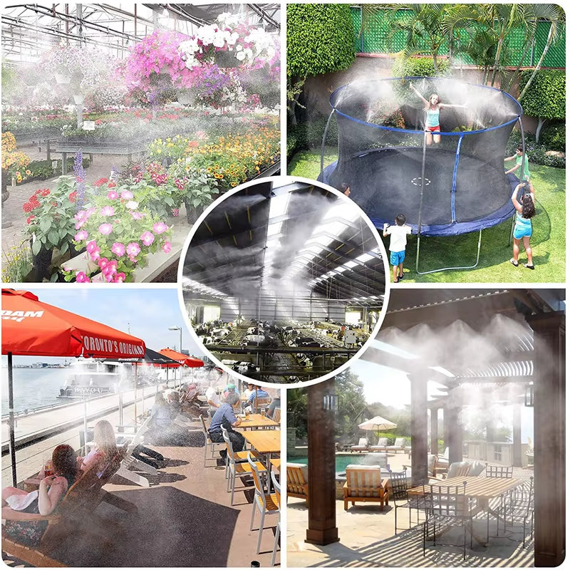 Outdoor Cooling Patio Misting System 6/9/12/15/18M Nebulizer Terrace Mister for Hot Weather Relief