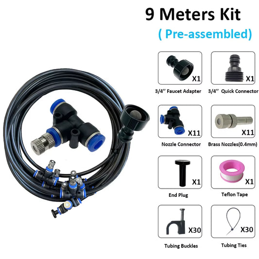 Outdoor Cooling Patio Misting System 6/9/12/15/18M Nebulizer Terrace Mister for Hot Weather Relief